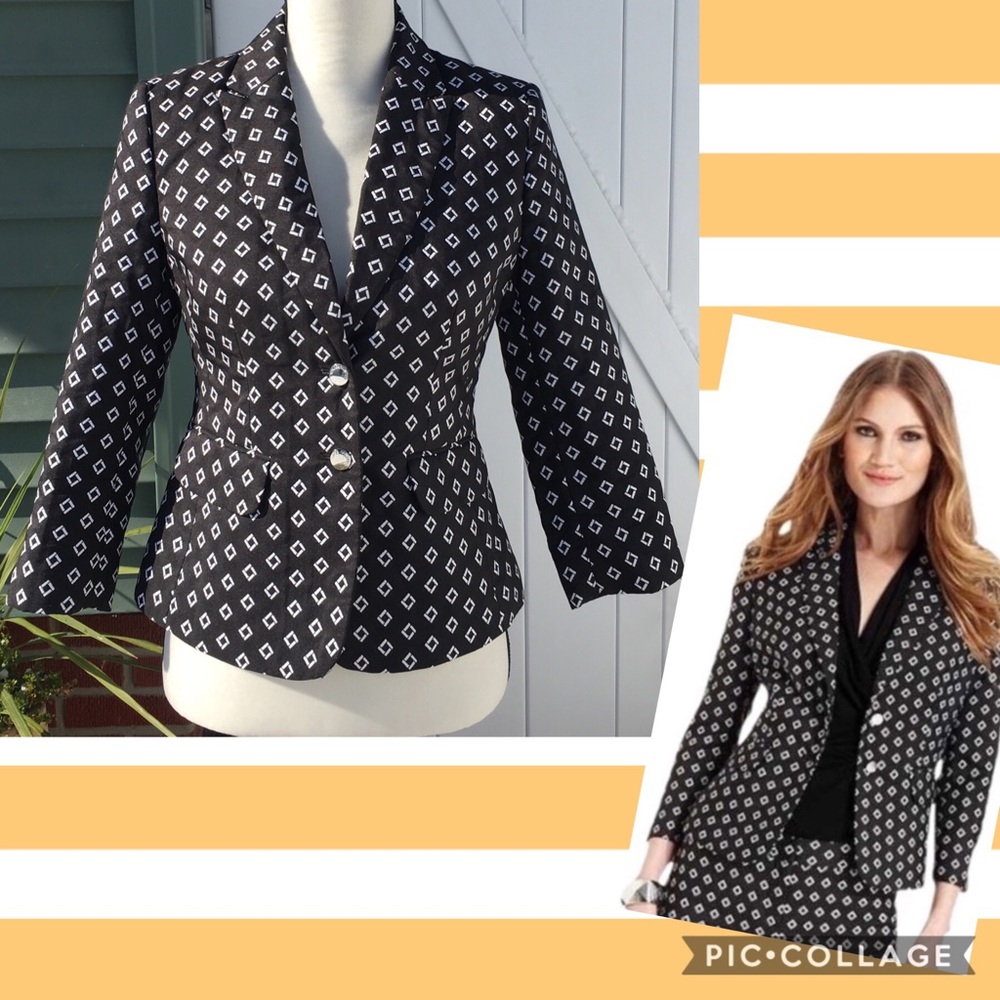 Vince Camuto Rich Diamond Jaquard Blazer Size 2